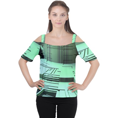 Futuristic Urban Architecture Cutout Shoulder Tee by Celenk