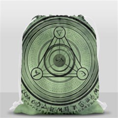 Rune Geometry Sacred Mystic Drawstring Bag (small) by Celenk