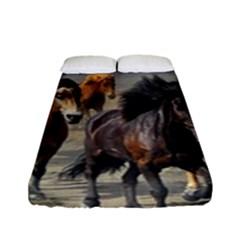 Horses Stampede Nature Running Fitted Sheet (full/ Double Size) by Celenk
