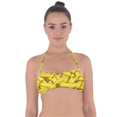 Yellow Banana Fruit Vegetarian Natural Halter Bandeau Bikini Top by Celenk