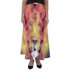 Fractal Lion Flared Maxi Skirt by Celenk