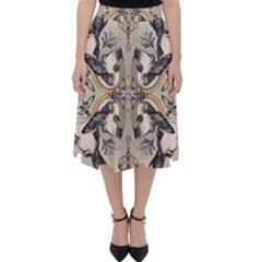 Vintage Birds Folding Skater Skirt by Celenk