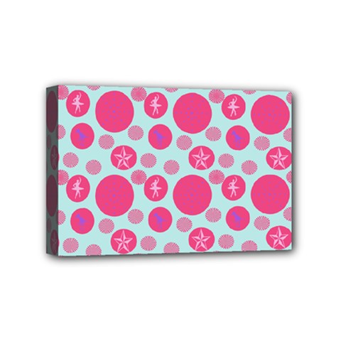 Blue Retro Dots Mini Canvas 6  X 4  by snowwhitegirl