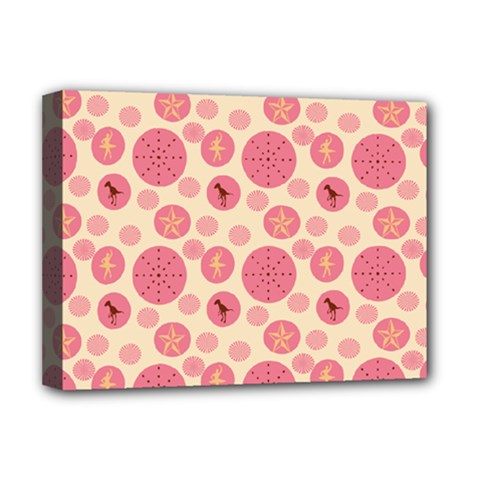 Cream Retro Dots Deluxe Canvas 16  X 12   by snowwhitegirl