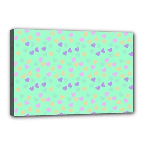 Minty Hearts Canvas 18  X 12  by snowwhitegirl