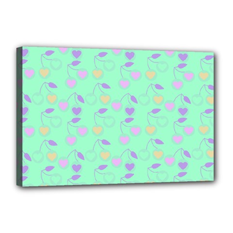 Mint Heart Cherries Canvas 18  X 12  by snowwhitegirl