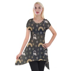 Music Stars Grey Short Sleeve Side Drop Tunic by snowwhitegirl