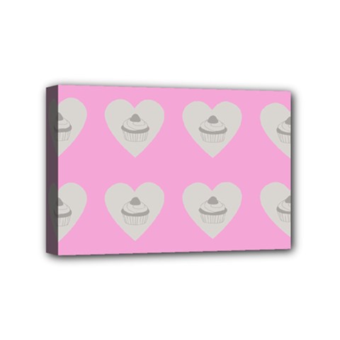 Cupcake Pink Grey Mini Canvas 6  X 4  by snowwhitegirl