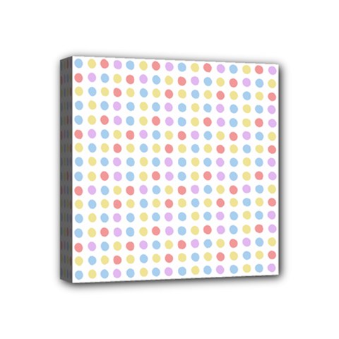 Blue Pink Yellow Eggs On White Mini Canvas 4  X 4  by snowwhitegirl