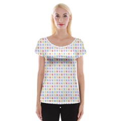 Blue Pink Yellow Eggs On White Cap Sleeve Tops by snowwhitegirl