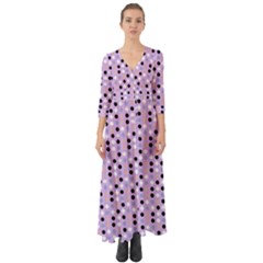 Black White Pink Blue Eggs On Violet Button Up Boho Maxi Dress by snowwhitegirl