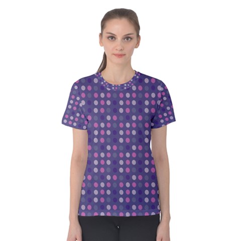 Violet Grey Purple Eggs On Grey Blue Women s Cotton Tee by snowwhitegirl