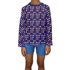 Peach Purple Eggs On Navy Blue Kids  Long Sleeve Swimwear by snowwhitegirl