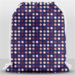 Peach Purple Eggs On Navy Blue Drawstring Bag (large) by snowwhitegirl