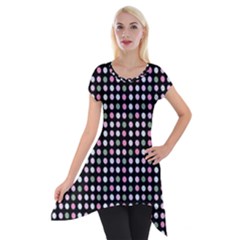 Pink Green Eggs On Black Short Sleeve Side Drop Tunic by snowwhitegirl