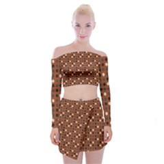 Grey Eggs On Russet Brown Off Shoulder Top With Mini Skirt Set by snowwhitegirl
