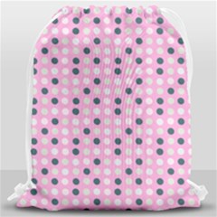 Teal White Eggs On Pink Drawstring Bag (large) by snowwhitegirl