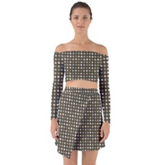 Grey Beige Eggs On Dark Grey Off Shoulder Top With Skirt Set by snowwhitegirl