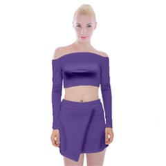 Dark Grape Purple Off Shoulder Top With Mini Skirt Set by snowwhitegirl