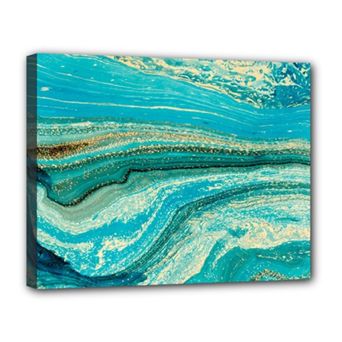 Mint,gold,marble,nature,stone,pattern,modern,chic,elegant,beautiful,trendy Canvas 14  X 11  by NouveauDesign