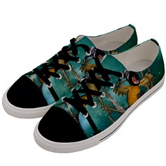 Funny Pirate Parrot With Hat Men s Low Top Canvas Sneakers by FantasyWorld7