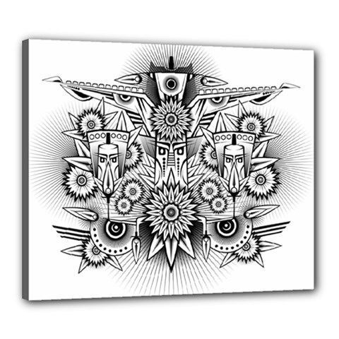 Forest Patrol Tribal Abstract Canvas 24  X 20  by Nexatart