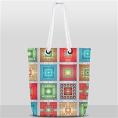 Tiles Pattern Background Colorful Full Print Rope Handle Tote (small) by Nexatart