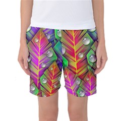Abstract Background Colorful Leaves Women s Basketball Shorts by Nexatart