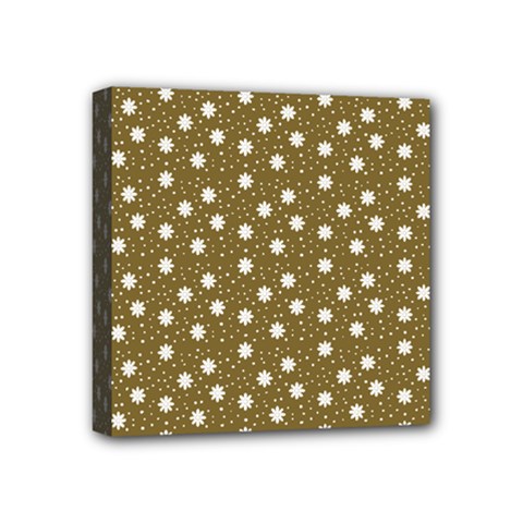 Floral Dots Brown Mini Canvas 4  X 4  by snowwhitegirl