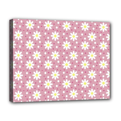 Daisy Dots Pink Canvas 14  X 11  by snowwhitegirl