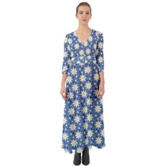 Daisy Dots Blue Button Up Boho Maxi Dress by snowwhitegirl