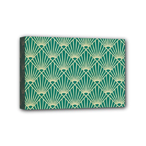 Teal,beige,art Nouveau,vintage,original,belle Époque,fan Pattern,geometric,elegant,chic Mini Canvas 6  X 4  by NouveauDesign