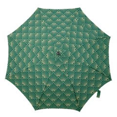 Teal,beige,art Nouveau,vintage,original,belle Époque,fan Pattern,geometric,elegant,chic Hook Handle Umbrellas (medium) by NouveauDesign