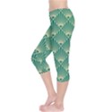 teal,beige,Art nouveau,vintage,original,belle époque,fan pattern,geometric,elegant,chic Capri Leggings  View3