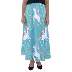 Magical Flying Unicorn Pattern Flared Maxi Skirt by Bigfootshirtshop