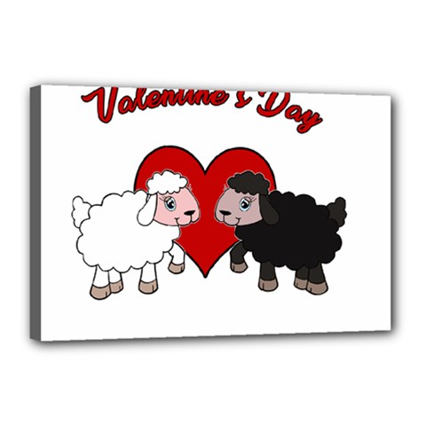 Valentines Day - Sheep  Canvas 18  X 12  by Valentinaart