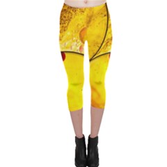 Abstract Water Oil Macro Capri Leggings  by Nexatart