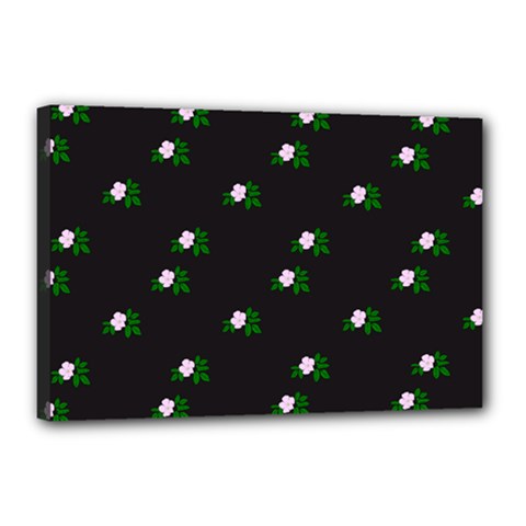 Pink Flowers On Black Big Canvas 18  X 12  by snowwhitegirl