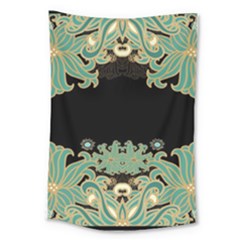 Black,green,gold,art Nouveau,floral,pattern Large Tapestry by NouveauDesign