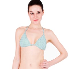 Pink Flowers Blue Bikini Top by snowwhitegirl