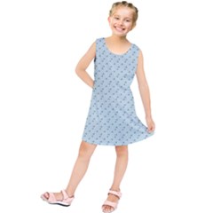 Pink Flowers Blue Kids  Tunic Dress by snowwhitegirl