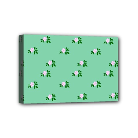 Pink Flowers Green Big Mini Canvas 6  X 4  by snowwhitegirl