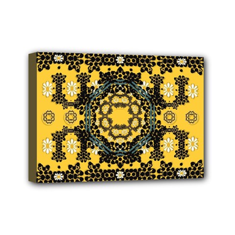 Ornate Circulate Is Festive In A Flower Wreath Decorative Mini Canvas 7  X 5  by pepitasart
