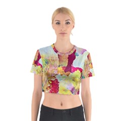 Art Detail Abstract Painting Wax Cotton Crop Top by Nexatart