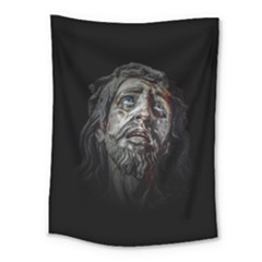Jesuschrist Face Dark Poster Medium Tapestry by dflcprints