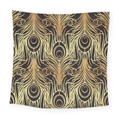 Gold, Black,peacock Pattern,art Nouveau,vintage,belle Epoque,chic,elegant,peacock Feather,beautiful Square Tapestry (large) by NouveauDesign