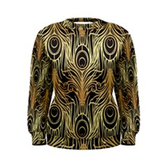 Gold, Black,peacock Pattern,art Nouveau,vintage,belle Epoque,chic,elegant,peacock Feather,beautiful Women s Sweatshirt by NouveauDesign