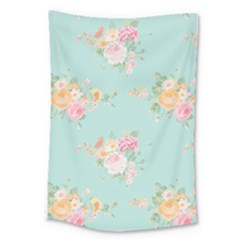 Mint,shabby Chic,floral,pink,vintage,girly,cute Large Tapestry by NouveauDesign