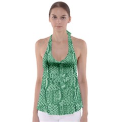 Knitted Wool Square Green Babydoll Tankini Top by snowwhitegirl