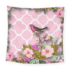 Shabby Chic, Floral,pink,birds,cute,whimsical Square Tapestry (large) by NouveauDesign